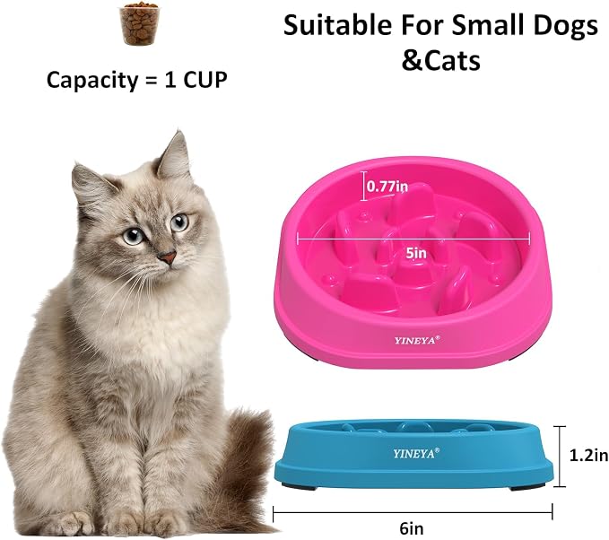YINEYA 2PCS Anti-Choking Slow Feeder Dog Bowls Small Size Dog, Slow Feeder Cat Bowl, Supplies and Puzzle for Pet - Image 5