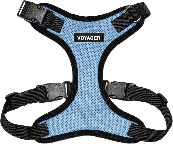 Voyager Step-in Lock Dog Harness - Baby Blue/Black Trim, X-Small | 13 - 16" in Chest, Adjustable, Breathable Air Mesh, Lightweight for Daily Walks, Strong Clips, Heavy Duty D-Ring by BestPetSuppliesLLC