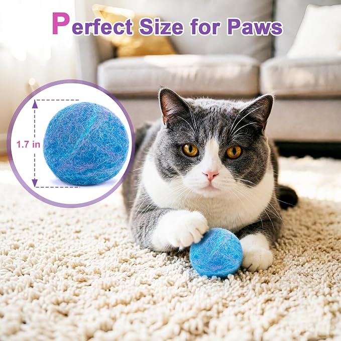 Retro Shaw Catnip Toys Balls with Bell Inside, Wool Yarn Cat Balls, 6 Pack | Interactive Durable Kitten Balls, For Indoor Cats, Kitten Teething Toys, Natural Catnip Toys for Bored Cats - Image 5