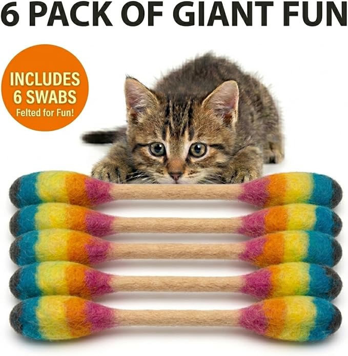 Glaciart One Swabs Cat Toys with Catnip - 6 Pk | Durable for Chew, Cute Cat Toys Interactive Kitty for Boredom, Exercise, & Play | Filled w/Organic Catnip for Anxiety & as Digestive Aid | Gift Idea - Image 7