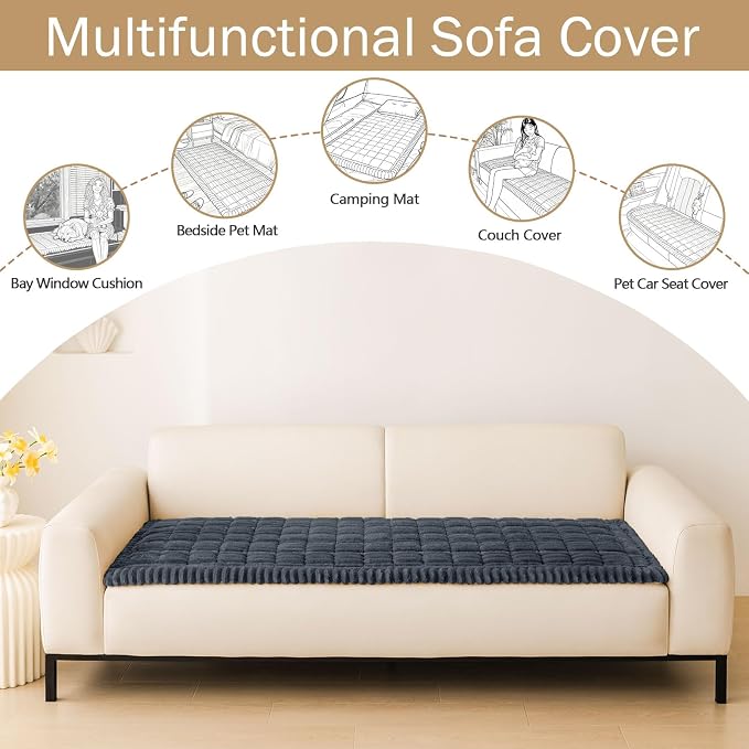 hyha Couch Cover for Dogs, Washable Non Slip Plush Flannel Sofa Protector | Thick Flannel, Anti-Slip Backing, Pet Hair & Scratch Protection, Fits Sofa & Loveseat (27.6" x 59") - Image 3