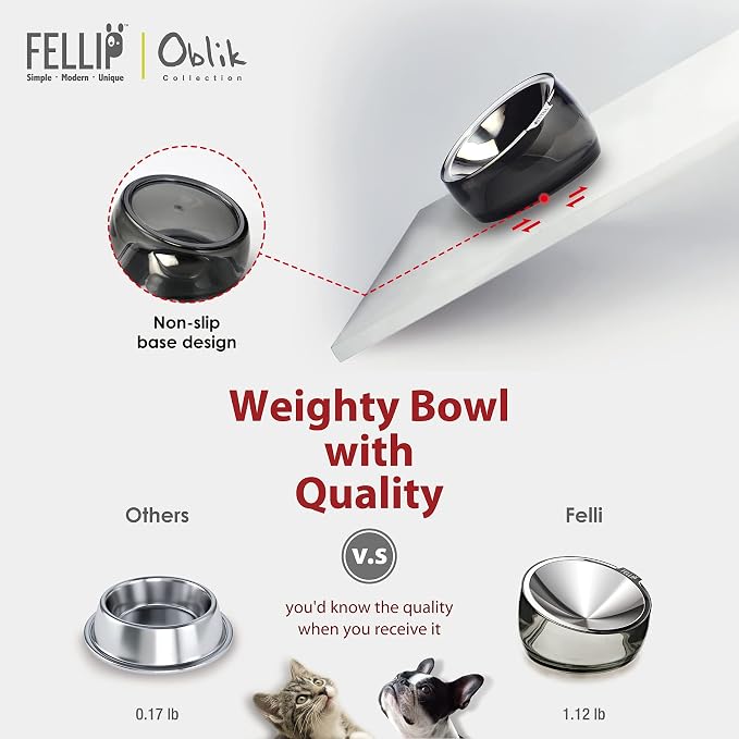 Felli Pet Oblik Acrylic Raised Dog Food Water Bowl Stainless Steel Slanted Oval Dish for Short Leg Puppy & Small Medium Pet, Elevated Tilted Metal Feeder(Pink, 1.5 Cups Oval Dish) - Image 7