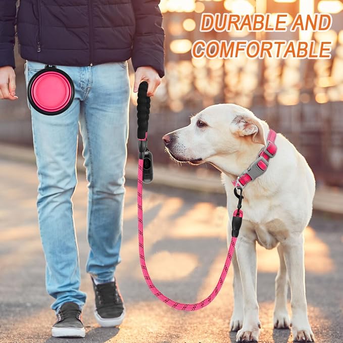 BARKBAY Dog Leashes for Large Dogs Heavy Duty Dog Leash 4/5/6 FT with Comfortable Padded Handle and Highly Reflective Threads for Medium Large Dogs Walking Training Running (4FT-1/2'',Pink) - Image 8