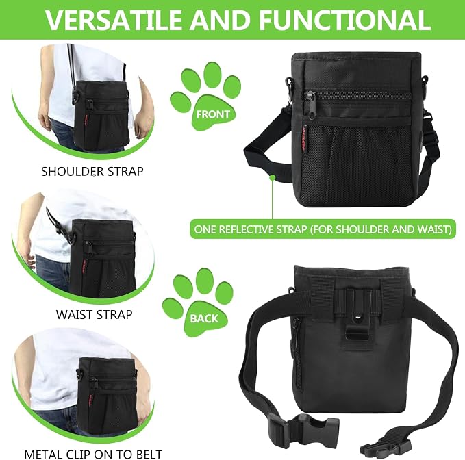 kissleaf Dog Treat Pouch, Magnetic Closure, Dog Clicker- Black | Dog Training Treat Pouch, Large Size, Nylon Material, Magnetic Closure & Clicker, for Walking, Obedience & Outdoor Use - Image 5
