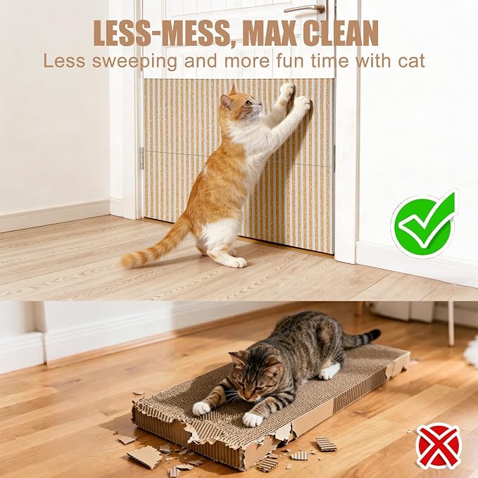Natural Cork-Cat Scratch Pad-Cat Scratch Mat Rug-Avoid Cat Couch Protector-Cat Scratch Furniture Protector for Post/Sofa/Floor-Indoor Wall Scratcher-Cat Scratching Carpet-Stretching-white-Pro 40*16 IN - Image 3