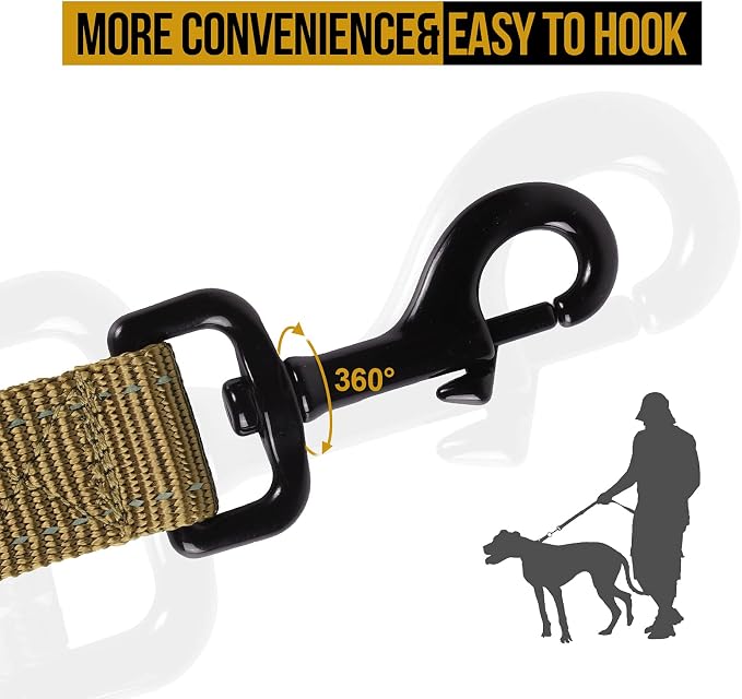 OneTigris No-Pull Dog Leash with Handle for Medium Large Dogs(Brown, 4FT) | Durable lead built for training & daily walks. Ideal drag line for strong pullers and large breeds like bully dogs. - Image 5