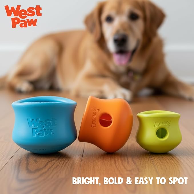 WEST PAW Zogoflex Toppl Interactive Treat Dispensing Puzzle Dog Toy for Mental Stimulation & Enrichment-Holds Kibble & Treats-Lickable, Freezable & Dishwasher Safe-Made in USA-XL-Sunflower Yellow - Image 5
