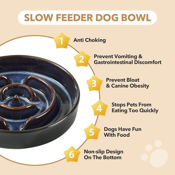 Havniva Raised Slow Feeder Dog Bowls, Elevated Dog Bowls Slow Feeder | 1.6 Cups Ceramic Dog Bowl Elevated with Acacia Wood Stand, Raised Dog Food Bowl, Puzzle Slow Feeder for Medium Dogs, Non-Slip - Image 7