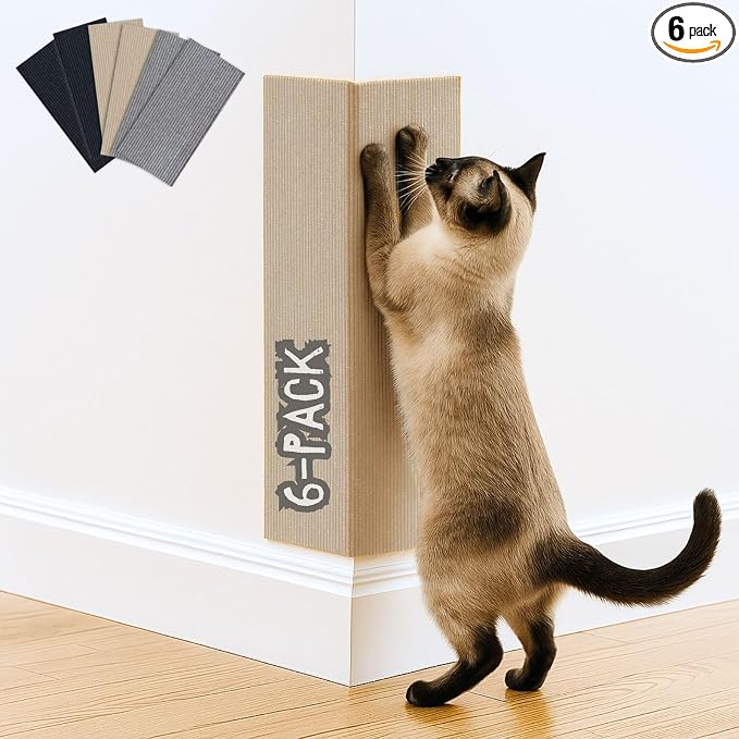 Cat Scratch Mat (6-Pack), 23.6’’ x 11.8’’ Wall Corner Scratcher, Versatile Self-Adhesive Replacement Easy Use for Cat Trees, Cat Wall Furniture, Scratching Posts, and Couch Protection by 2ME