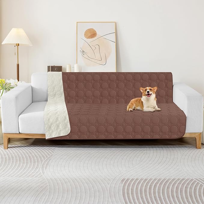 ZNSAYOTX Ultimate Cozy Blankets (52"x82") 100% Waterproof Bed Mat Blanket for Dog Pets, Couch Sofa Protector with Non-Slip Back Washable Durable, Pee Scratch Proof Easy to Clean (Coffee) - Image 2