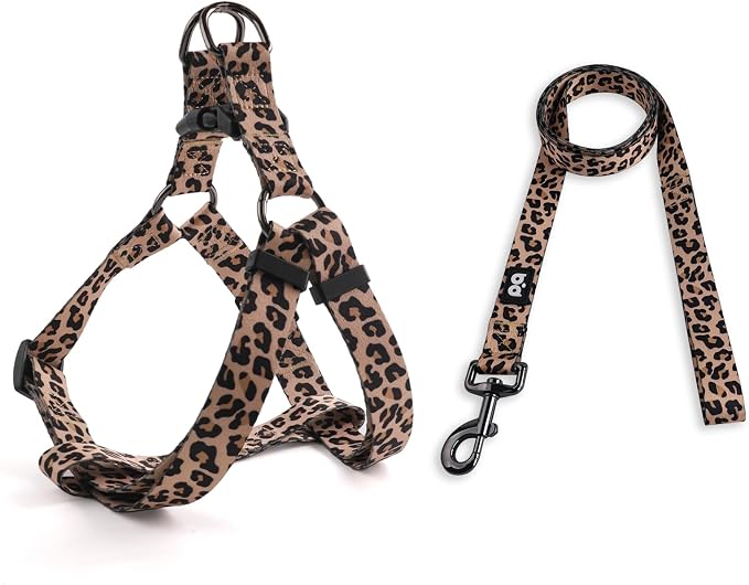 Dog Harness Leash Set Adjustable Heavy Duty No Pull Halter Harnesses for Small Medium Large Breed Dogs Back Clip Anti-Twist Perfect for Walking by QQPETS