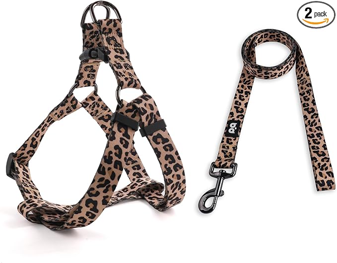Dog Harness Leash Set Adjustable Heavy Duty No Pull Halter Harnesses for Small Medium Large Breed Dogs Back Clip Anti-Twist Perfect for Walking by QQPETS