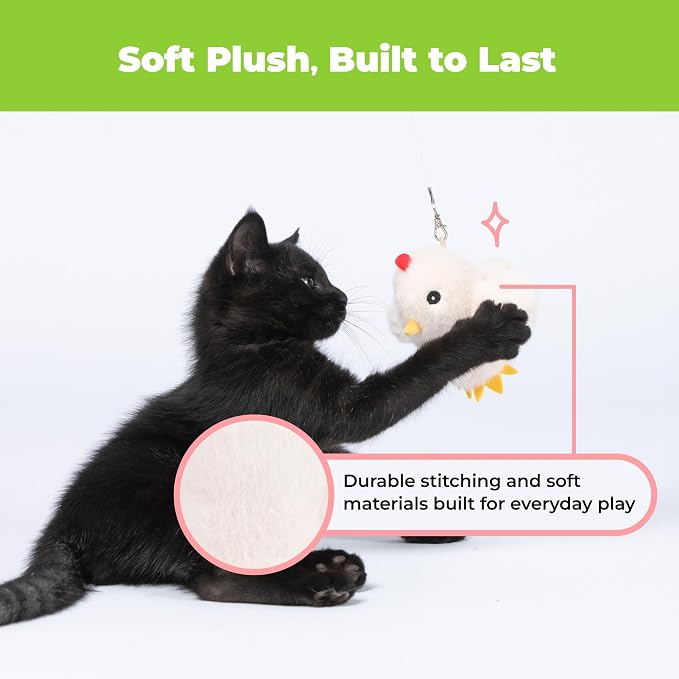 Best Pet Supplies Catify Interactive Flapping Cat Toy - Chick, Beige | Catnip Infused, Motion Activated Wings, Realistic chirps, Soft, Rechargeable, For Indoor Kittens & Cats, Independent Play - Image 6