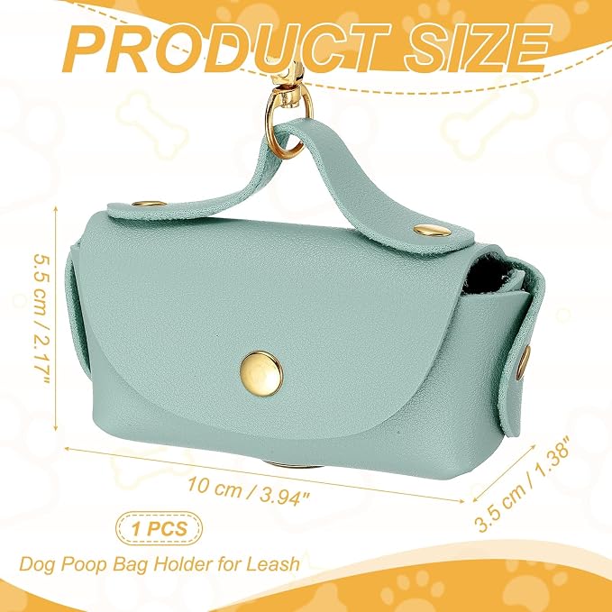 Dog Poop Bag Holder, Leather Pet Waste Bag Dispenser for Leashes Portable Reusable Easy Cleanup Pouch(1Pcs, Light Blue), Intended for Outdoor/Travel/Walking with Dog - Image 2