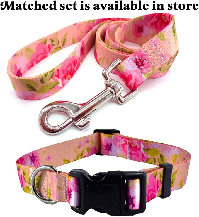 Mihqy Dog Collar for Large Dogs, Fashion Design, Pink Rose,L | Neck Fit 14.9"-24.8", Multiple Patterns，4 Sizes for Small Medium Large Dogs, Comfortable for Walks and Outdoor Hikes - Image 6