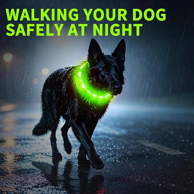 LaRoo LED Dog Collar, USB Rechargeable Flashing Light Dog Collar, Nighttime Safety, Cuttable Size for Small Medium Large Dogs, Makes Your Pet Visible in The Dark (Green) - Image 8