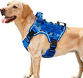 Heavy-Duty Tactical Dog Harness for Large Dogs, No Pull Adjustable Reflective Pet Vest with Molle System, K9 Military-Grade Control for Service Training, Outdoor & 10+ Breeds, Blue Camo, Medium by Bruvoalon