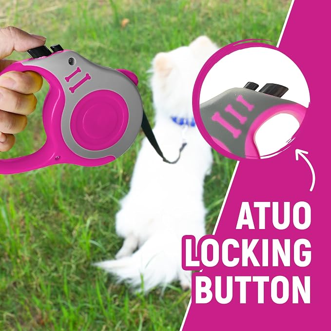 Retractable Dog Leash Automatic Telescopic Tractor Dog Tape | Pet Tape 10/16 FT Durable and Convenient, with Folding Bowl, Dispenser, Rubbish Bags, Suitable for Small and Medium Dogs - Image 3