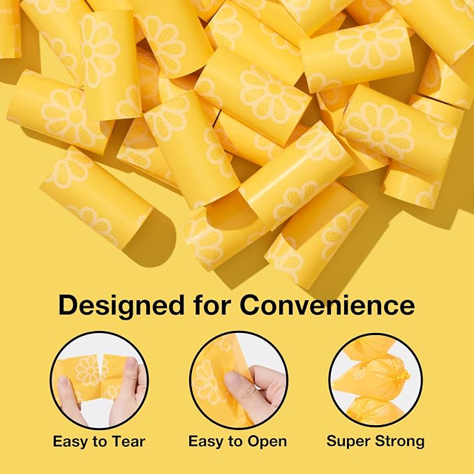VETRESKA Daisy Scented Dog Poop Bags, 300 Counts, Leak-proof | Extra Thick and Large Pet Waste Bags for Dog Walking and Cat Litter, 20 Refill Rolls - Image 5