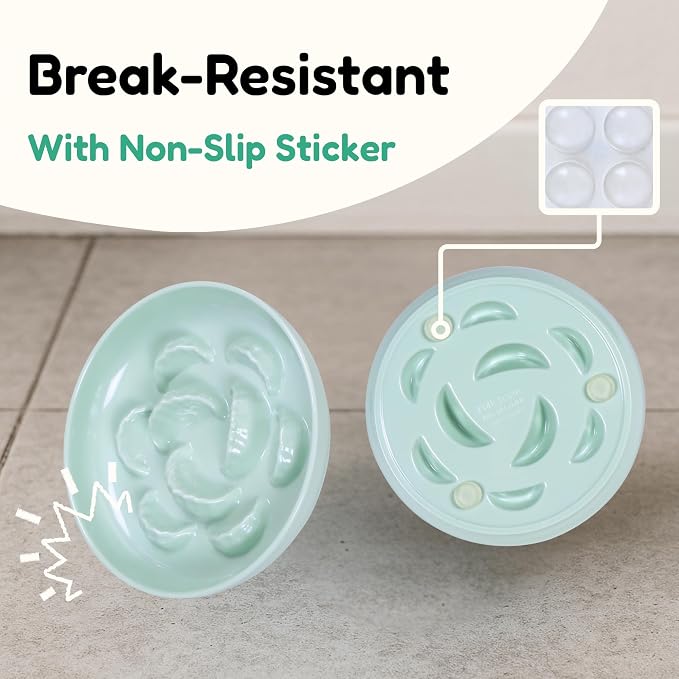 Slow Feeder Bowl for Cats and Small Dogs - Set of 3 Melamine Puzzle Cat Plates for Wet & Dry Food- Whisker Friendly & Dishwasher Safe & Non Slip Design (Blue + Green +White *3, 6.3''W) - Image 5