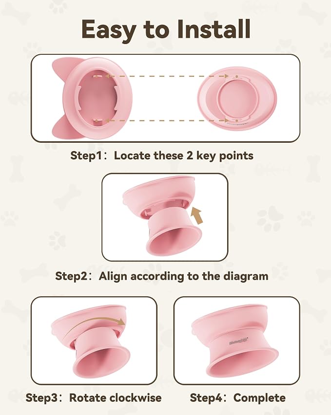 MateeyLife Raised Cat Bowls, Cat Food Bowl Elevated for Kittens & Small Dogs, 15°Tilted Protect Pets' Neck and Anti Vomiting, Whisker Friendly Food & Water Feeding Bowl, 6 oz Each - Pink - Image 8