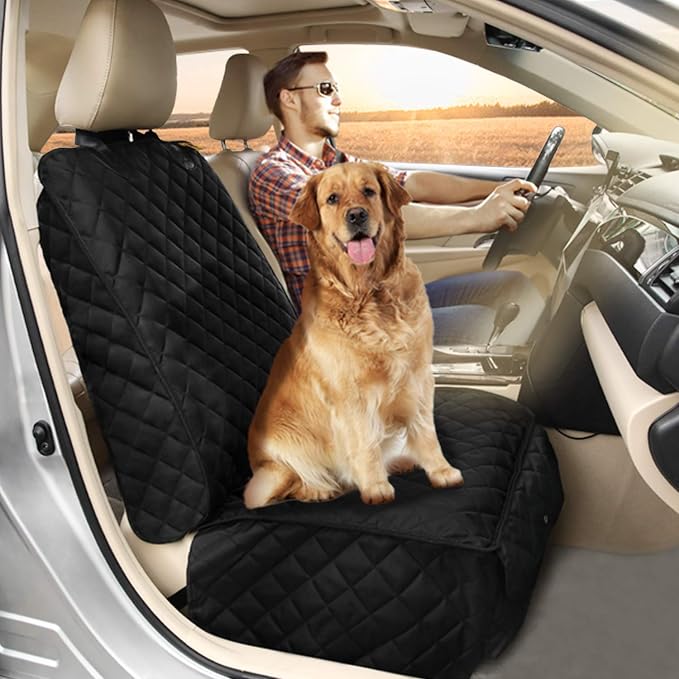 Bark Lover Deluxe Dog Seat Cover for Front Seat-More Durable Spill-Resistant Front Seat Protector, High Heat Resistant and Nonslip Front Seat Cover for Dogs Kids, Universal Size (Black,1 Pack) - Image 2
