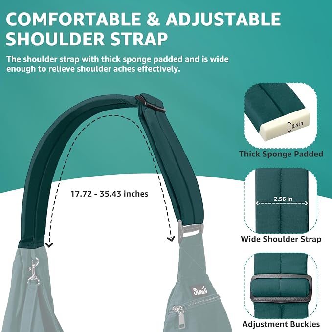 SlowTon Dog Carrier Sling - Thick Padded Shoulder Strap Adjustable, Green S | Dog Carriers for Small Dogs, Puppy Carrier Purse for Pet Cat with Front Zipper Pocket Safety Belt Machine Washable - Image 5