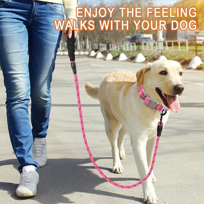 BARKBAY Dog Leashes for Large Dogs Heavy Duty Dog Leash 2 Pack 5 FT with Comfortable Padded Handle Highly Reflective Threads for Medium Large Dogs Walking Training Running (5FT-1/2,Pink+Black) - Image 7