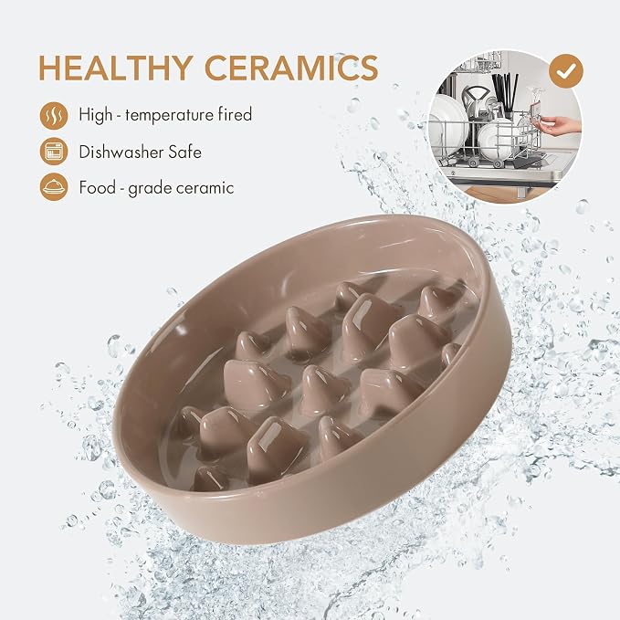 Havniva Dog Bowls Slow Feeder, Ceramic Slow Feeder Dog Bowls for Fast Eater | 1.6 Cups Dog Food Bowl Puzzle Feeder, Slow Feeding Bowls for Medium Breed, Non-Slip Base, Anti-Choking - Image 4