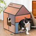 Conlun Large Cat House Scratching Pad Indoor Cave <18 lbs | 2-in-1 cozy cave, heavy-duty recycled cardboard | traps messy crumbs, quick setup | ideal for cats up to 18 lbs by Conlun