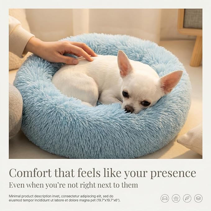 nononfish Fluffy Donut Dog Bed for Small Dogs,Cozy Plush Pet Bed | Fluffy donut bed with soft comfort and cozy round design. - Image 2