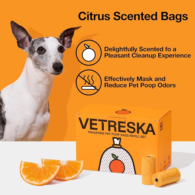 VETRESKA Citrus Scented Dog Poop Bags, 540 Counts, Leak Proof | Extra Thick and Large Pet Waste Bags for Dogs Walking and Cat Litter, 36 Refill Rolls - Image 2