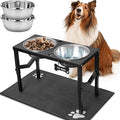 Elevated Dog Bowls, 4 Height Adjustable Metal Raised Bowl Stand with 2 Large 111 oz Stainless Steel Food Bowls & Spill-Proof Mat, Adjusts to 16.2'', 14.4'', 12.6'', 10.8'' for Large/Extra Large Breeds by FLODOMIXHOME