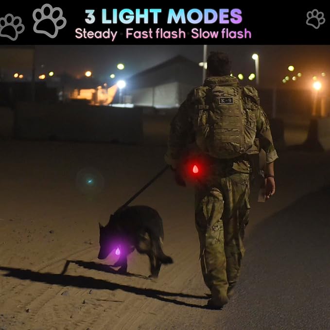 2-Pack Rechargeable Dog Light, Dog Collar Light,Waterproof,3 Modes LED Dog Safety Lights,Multiple Color Options,Clip On Collar, Leash or Harness，Night Light for Running,Walking - Image 2