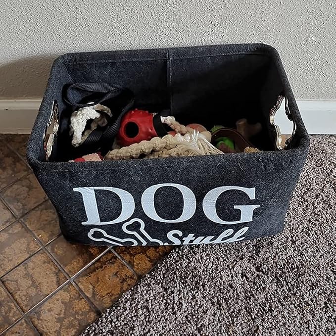 Dog Toy Bin Box Basket Storage container，Pet Toy Basket Bin Box For Dog Toys，Dog Toy Baskets With Metal Handles - Image 2