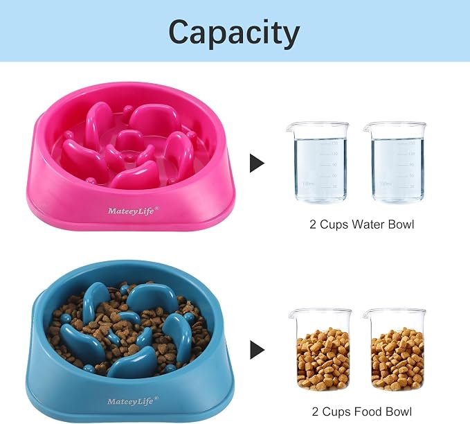 MateeyLife 2-Pack Slow Feeder Dog Bowls, 2 Cups, Dog Puzzle Feeder Bowl | Food-contact safe, dishwasher safe, non-slip base, maze design, for fast eaters, for dogs and cats, daily mealtimes - Image 5