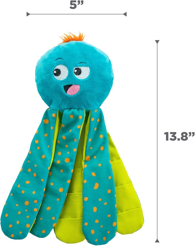 Outward Hound Nina Ottosson Silly Legz Octopus Dog Toy Treat Puzzle, 13.8" | Roll-Up Legs, 15 Hidden Treat Pockets, Plush Floppy Body, Squeaker in Head, Interactive Snuffle & Seek, Dogs & Puppies - Image 7