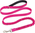 5FT Bungee Dog Leash Shock Absorbing Lightweight Small Medium Dogs | Reflective Nylon Lead 2cm Wide- Soft Handle- Anti-Pull Training- 6 Colors (Pink) by Mycicy