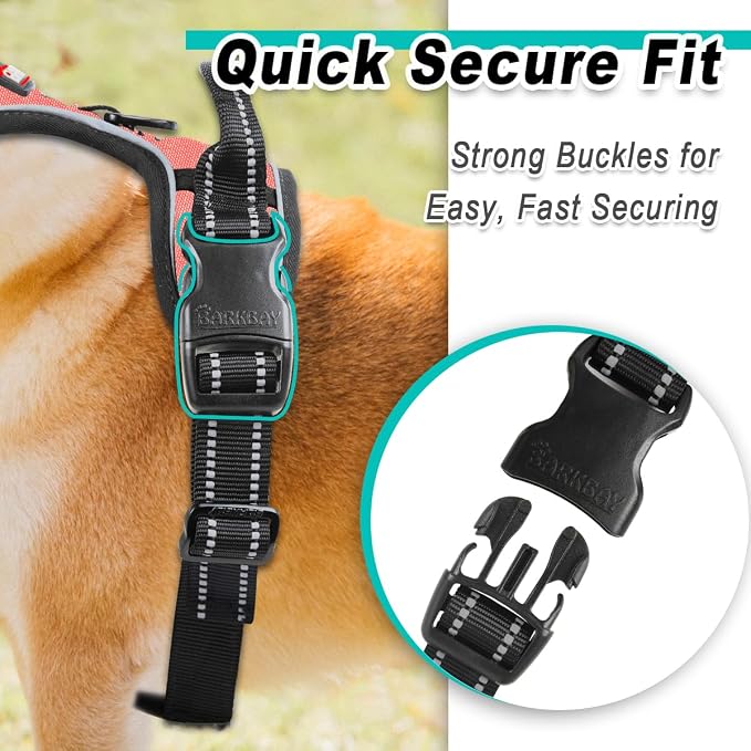 BARKBAY Dog Harness for Medium Sized Dog No Pull 2 Leash Clips Dog Vest | Control Handle,Comfort,Heavy Duty,Adjustable Reflective,Perfect for Outdoor Training, Walking,Hiking(M,Light Pink) - Image 7