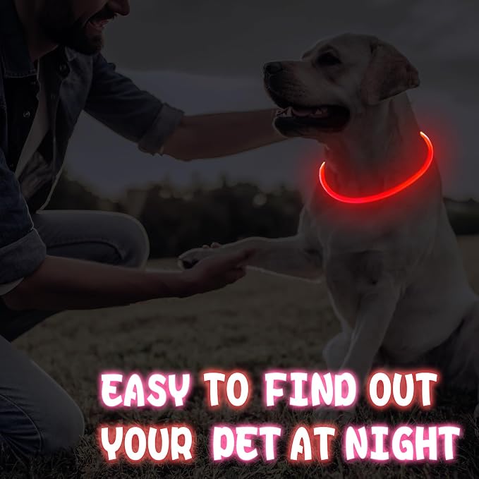 Frienda 4 Pcs LED Dog Collars, USB Rechargeable, Classic Style, 2 Colors | Dog Necklace Collars, Doggy Light Collar for Night Walking, Adjustable Safety Lamp Pet Collars for Large Medium Small Puppy - Image 6