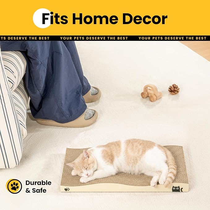 Cat Scratcher, Durable Scratch Pad, Corrugated Cardboard Scratching Board for Indoor Cats, Heavy Duty, Double-Sided Usability, Recyclable, with Catnip, 2 Pack - Image 8