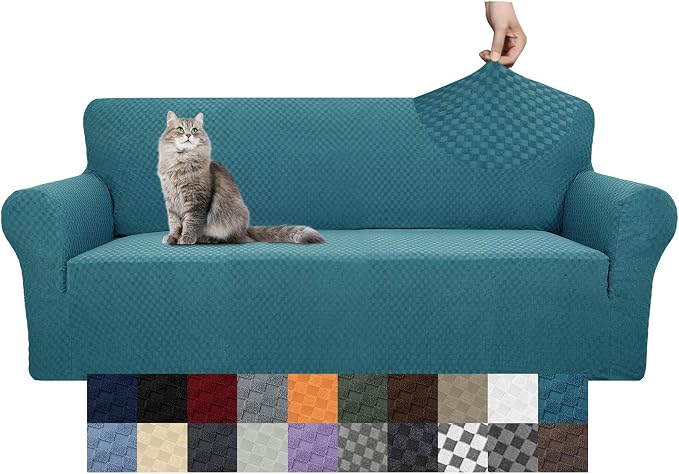 YEMYHOM Couch Cover Latest Jacquard Design High Stretch Extra Large Sofa Covers Pet Dog Cat Proof Oversized Slipcover Non Slip Magic Elastic Furniture Protector (XL Sofa, Teal) - Image 8