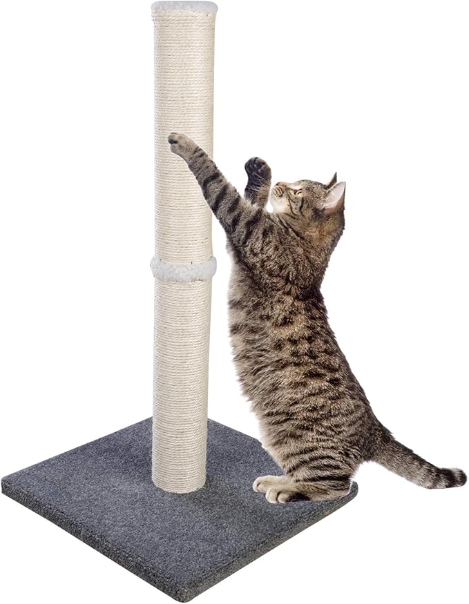 Cat Scratching Post Carpet, Tall Big Sisal Rope Cat Scratch Pole for Cats and Kittens, Stable Carpeted Heavy Base (Blue/Grey) by DIMAKA