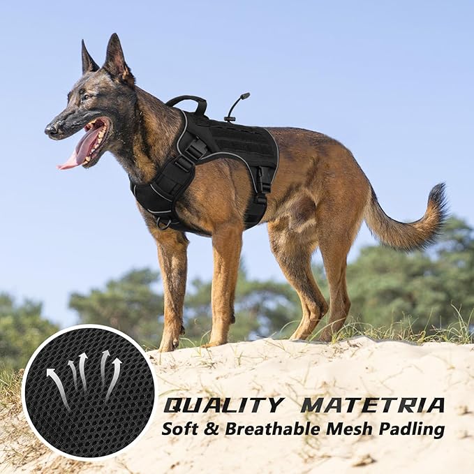 WINGOIN Black Tactical Dog Harness for Extra Large Dogs,No Pull Dog Harness | Heavy Duty with Handle,Adjustable Reflective,Military K9 Style,Big Size Dog Vest,for Great Danen,for Walking Running Hunting - Image 6