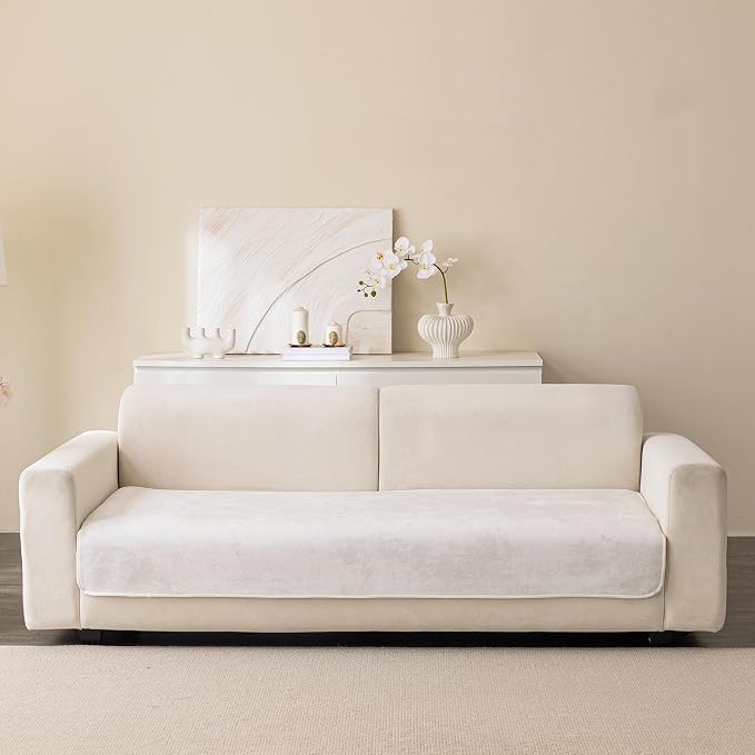 Easy Clean Couch Cover for Dogs,Non Slip Sofa Covers Washable for 3 Cushion Couch Sofa Sectional Sofa Slipcover, Furniture Protector (1 PCS 36"x94" White) by Aucrovee