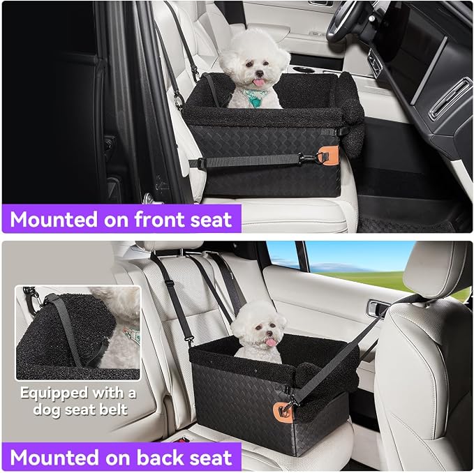 TKYZ Dog Car Seats for Small Medium Dogs,PU Leather Car Seat Boosters,Foldable Puppy Cat Carseats (Black, Small Dog) - Image 5