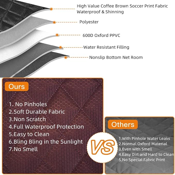 ANOSOSPECIAL Dog Car Seat Cover for Back Seat Cover for Kids,Non Stick Fur Rear Seat Protector for Pet,Nonslip Waterproof Universal Fit Interior for Auto SUV(XL, Coffee Brown) - Image 3