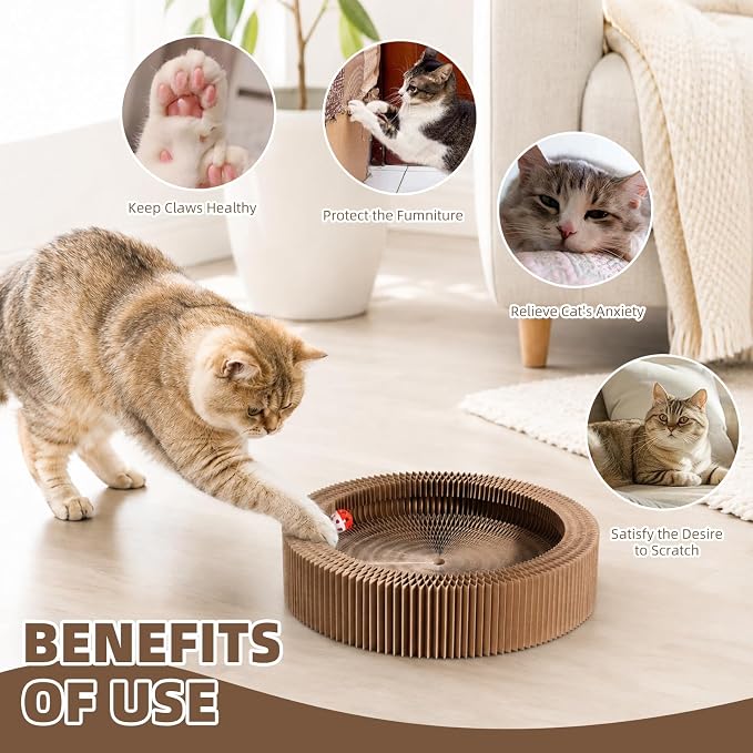 Wortade Reversible Magic Organ Cat Scratching Post, Foldable & Reversible Cat Scratcher for Indoor Cats, Cardboard Cat Scratcher, Interactive Kitten Toys Cat Enrichment for Indoor Cats - Image 2