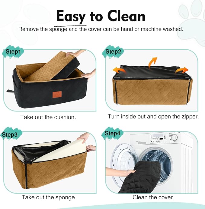 NEEZUKAR Dog Car Seat for Large Medium Size Dogs, Pet Car Seat Under 55 lbs | Thick Cushion, Detachable Washable Dog Booster Seat for 2 Small Dogs, Travel Dog Car Bed with Storage Pockets, 2 Safety Belts - Image 5