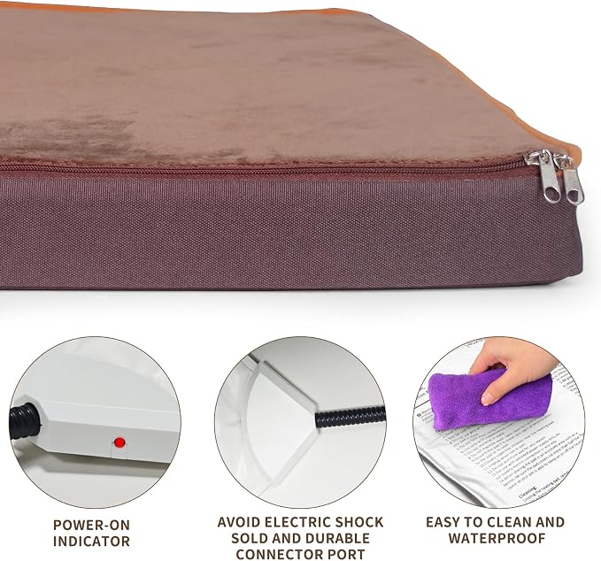 NAMOTEK Outdoor Heated Pet Bed for Cats Dog in Winter with Orthopedic Foam Base Auto Constant Temperature Electric Heating Pad & Waterproof Liner for Dog House Cabin Cot Doorway(31" Lx19 Wx1.7 Th) - Image 7